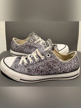 Converse Chuck Taylor All Star Low Top Silver Glitter Sneakers Size 7